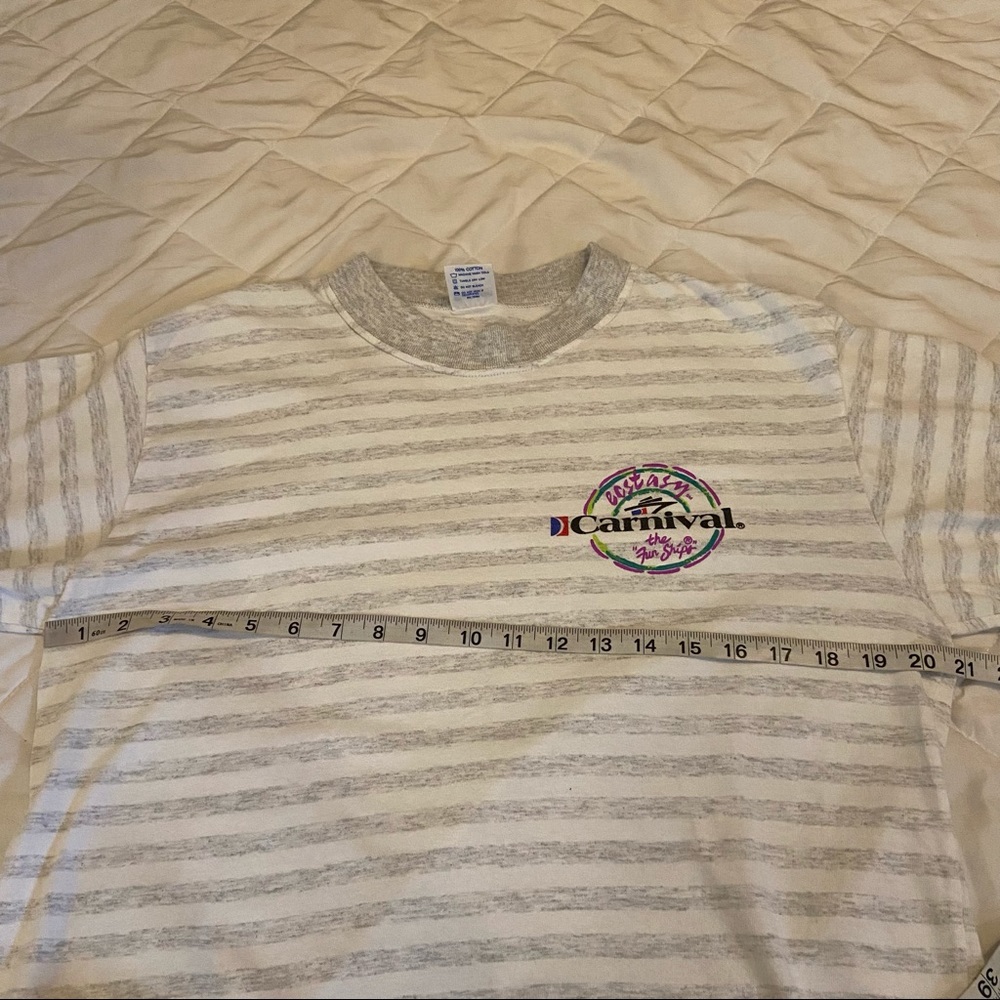 Vintage Single Stitch Gray Striped Carnival Cruise Ships T-shirt Tee Shirt - Picture 10 of 11